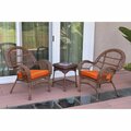 Jeco W00210-2-CES016 3 Piece Santa Maria Honey Wicker Chair Set, Orange Cushion W00210_2-CES016